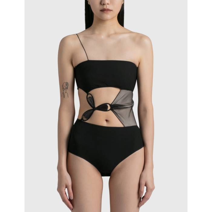 Nensi Dojaka 【 Flower Bodysuit Women Black 】 上半身背広 レディース 黒いこと 黒いこと