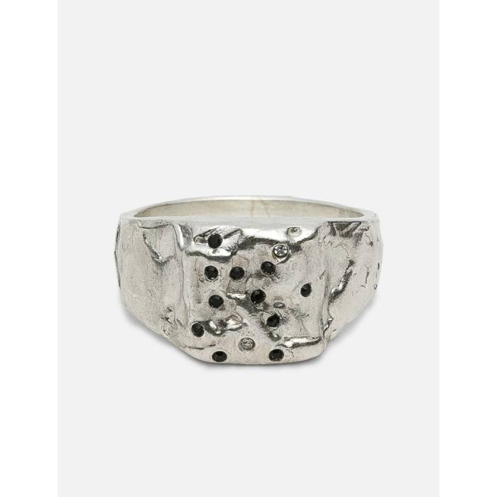 Ten Antennas 【 Matte Pinky Ring With Black Swarovski Unisex Silver/ Zirconia 】 黒いこと 黒いこと ユニ一発やる Silver しろがね色・しろがね色