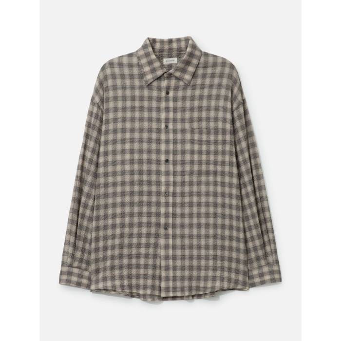 Clesste 【 Plaid Ripple Classic City Long Sleeve Shirt Men Beige 】 クラシック シティ Sleeve スリーブ メンズ ベージュ
