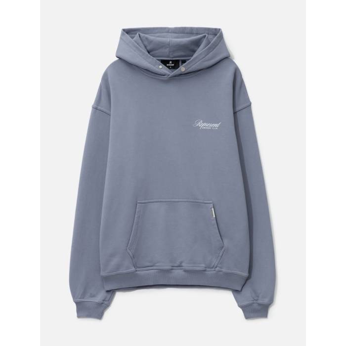 Represent 【 Owners Club Script Hoodie Men Dusty Blue 】 野球クラブ 脚本 フーディー パーカー メンズ 青み 青色