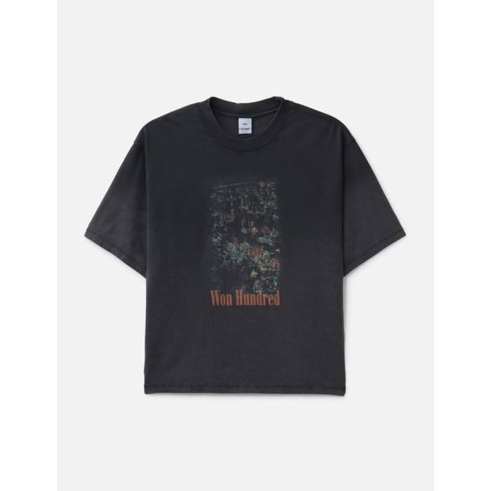 Won Hundred 【 Houston Casino T-Shirt Men Washed Black 】 ヒューストン Tシャツ メンズ 黒色 ブラック