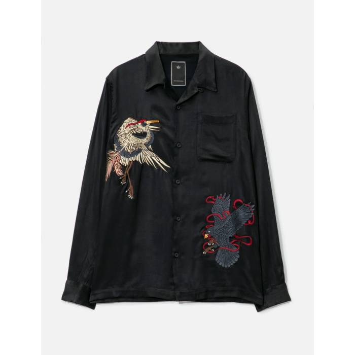 マハリシ Maharishi 【 Crow And Heron Camp Collar Shirt Men Black 】 メンズ 黒色 ブラック|スニケス