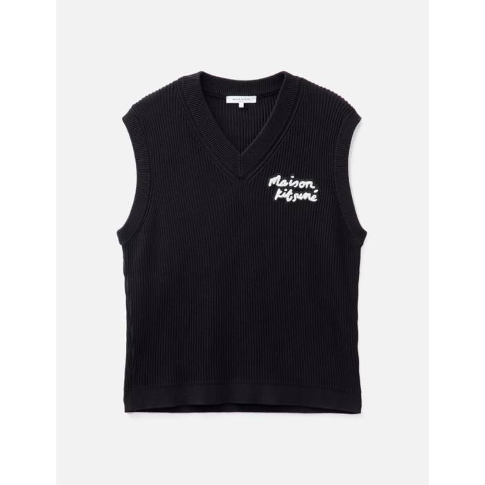 【 Handwriting Vest Men Black 】 ベスト メンズ 黒色 ブラック