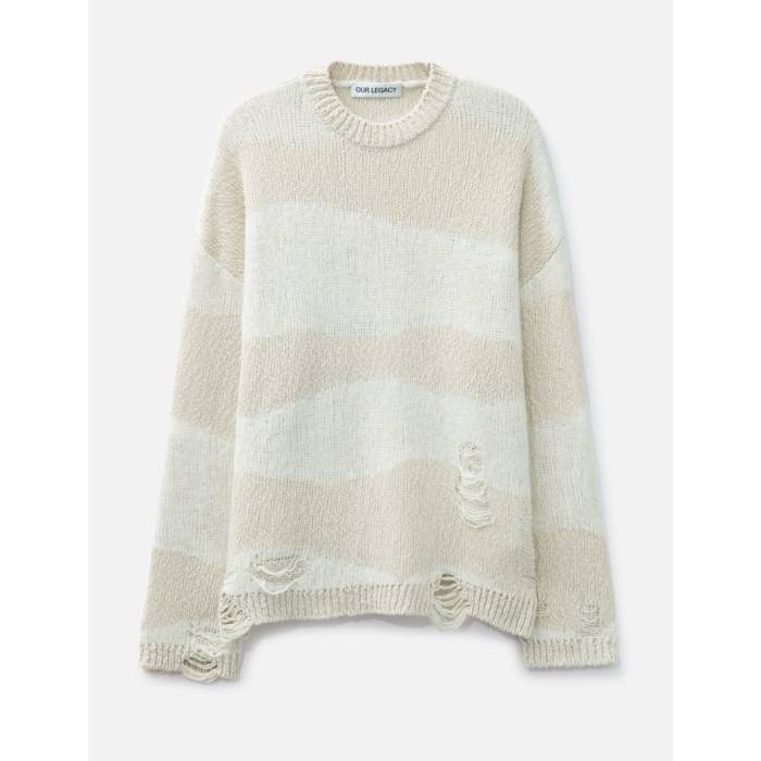 アワーレガシー Our Legacy 【 Popover Roundneck Men White Destructive Wave 】 メンズ 白色 ホワイト Wave ウェーブ・ウェイブ