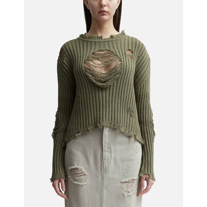 Open Yy 【 Damaged Heart Sweater Women Khaki 】 トレーナー レディース カーキ 20,874円