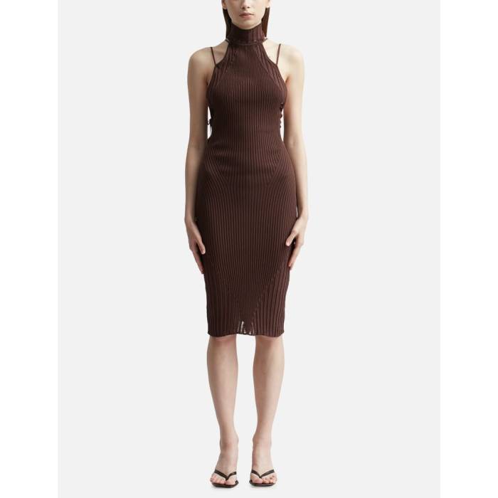 【 Knitted Midi Dress Women Nude 】 御召しもの レディース