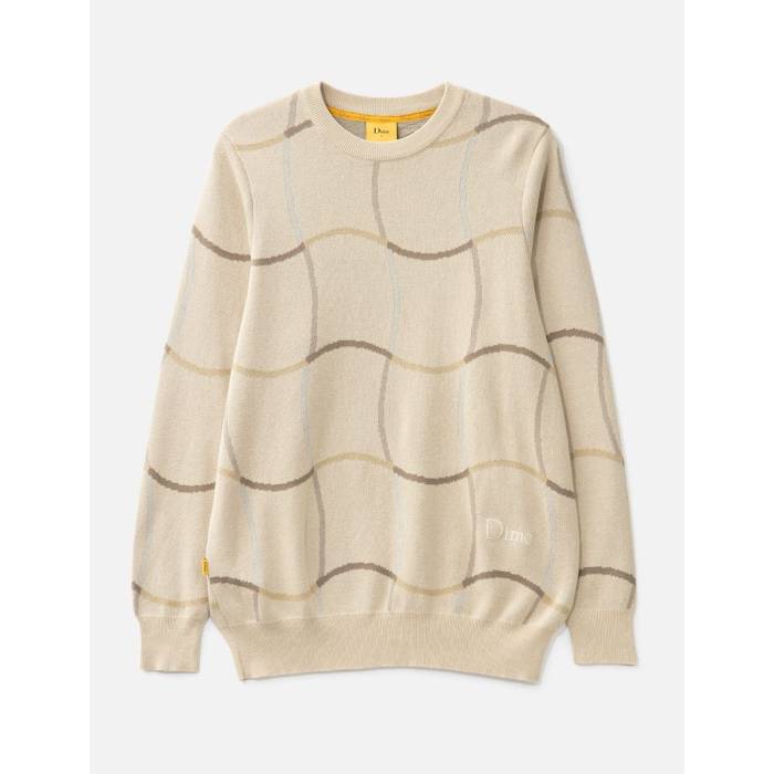 Dime 【 Wave Knit Sweater Men Beige 】 Wave ウェーブ・ウェイブ ニット トレーナー メンズ ベージュ