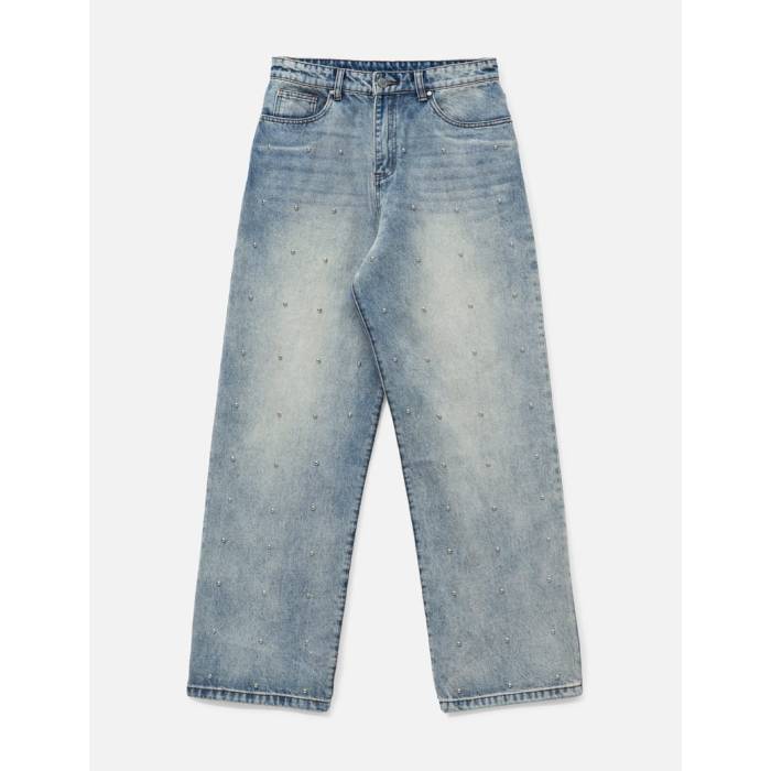 Basketcase 【 Lax, Baggy Studded Denim Men Washed Blue 】 ジーンズ メンズ 青味 青み