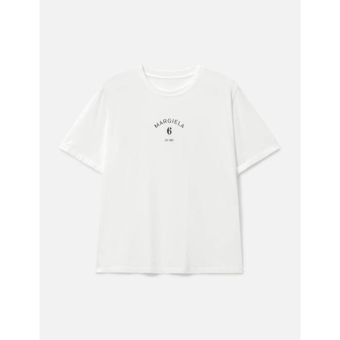住みか マルジェラ Mm6 Maison Margiela 【 Logo Print T-Shirt Unisex White 】 ロゴタイプ プルオーバー ユニ一発やる 白いこと 白いこと