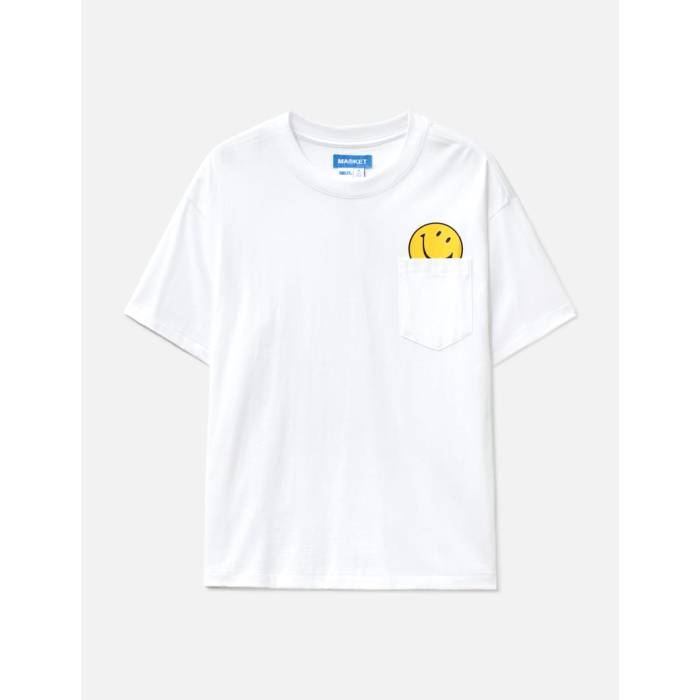 Market 【 X Smiley Peek-A-Boo Pocket T-Shirt Men White 】 Tシャツ メンズ 白色 ホワイト