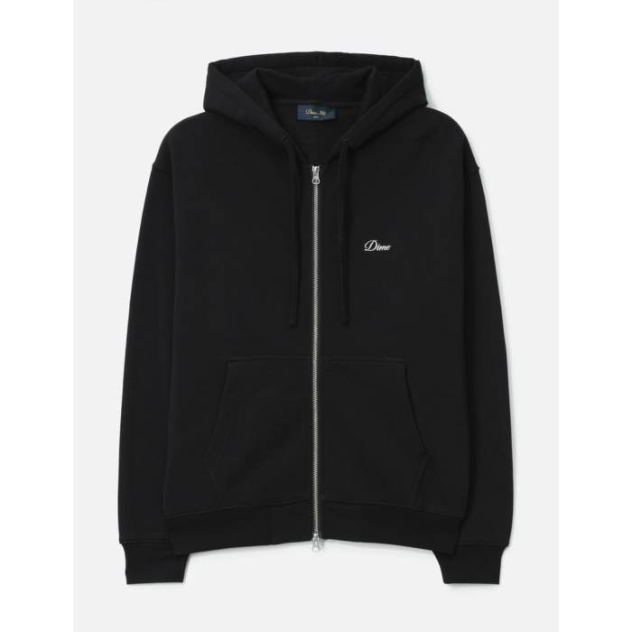 Dime 【 Cursive Zip Hoodie Men Black 】 フーディー パーカー メンズ 黒いこと 黒いこと