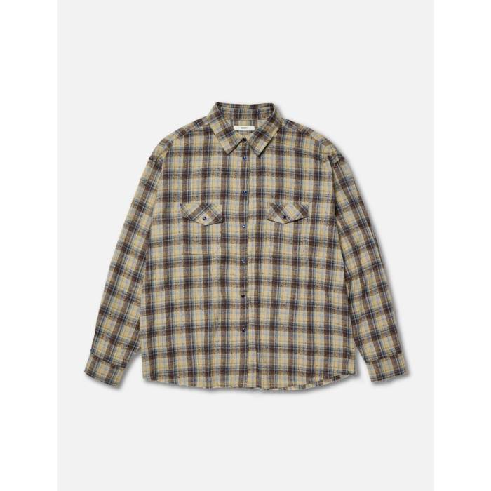 Deinet 【 Raw Cut Check Shirt Unisex Yellow 】 ユニセックス yellow 黄色・イエロー