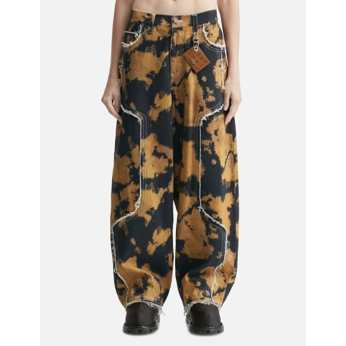 Dhruv Kapoor 【 Bleached Effect Raw Edge Balloon Jeans Unisex Brown 】 ジーンズ ユニセックス 茶色 ブラウン