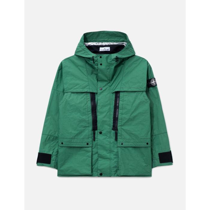 ストーンアイランド Stone Island 【 Metal Lamina Ripstop Heat Reactive Hooded Jacket Men Malachite 】 金属元素 高熱 ボンネット付 Jacket 上衣 メンズ
