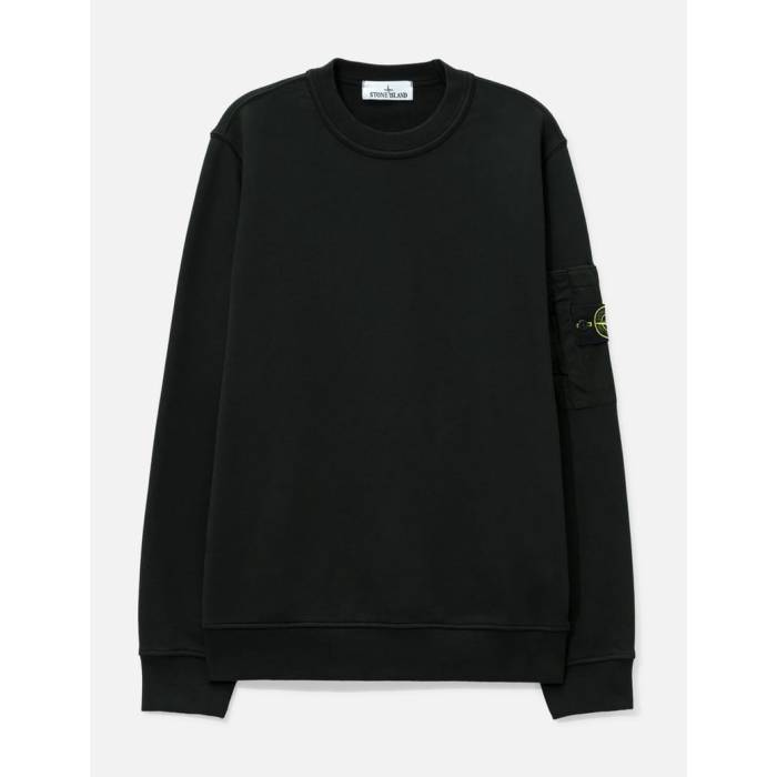 ストーンアイランド Stone Island 【 Cotton Fleece Crewneck Sweatshirt With Seasonal Pocket Men Black 】 フリース 汗水 調教師 メンズ 黒いこと 黒いこと