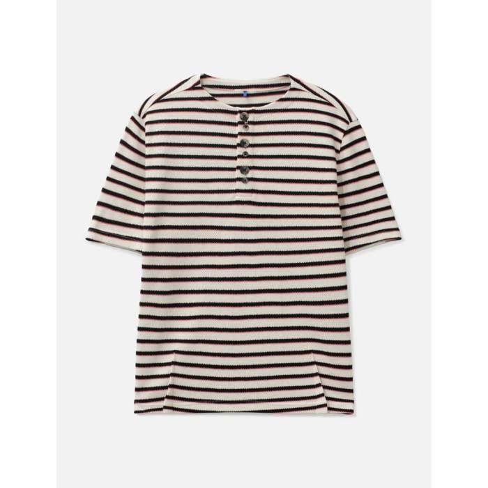 アーダーエラー Ader Error 【 Henley Neck T-Shirt Product. 23 Unisex Ivory 】 ヘンリー プルオーバー ユニ一発やる 象牙色