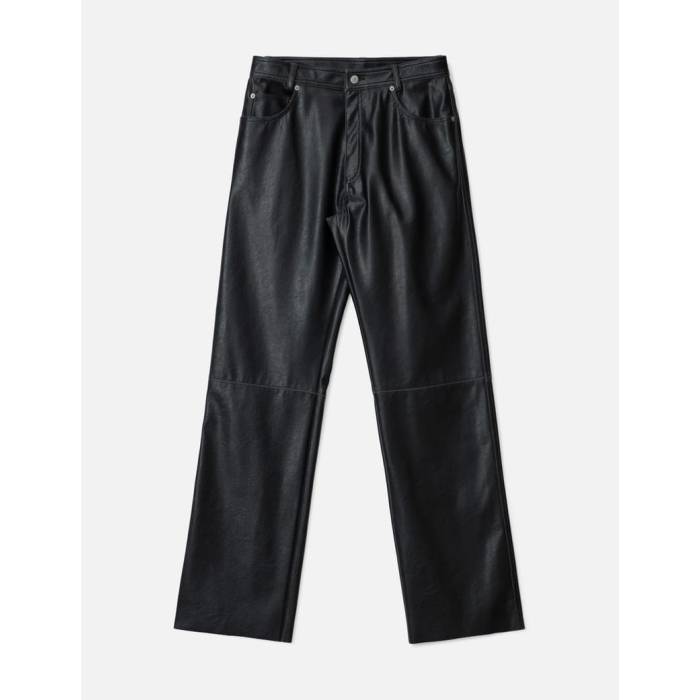 住みか マルジェラ Mm6 Maison Margiela 【 Faux Leather 5-Pocket Trousers Men Black 】 なめし革 メンズ 黒いこと 黒いこと
