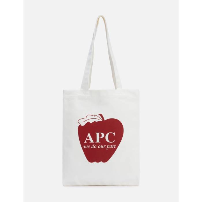 アー・ペー・セー A.p.c. 【 Pomme Lou Tote Bag Unisex Blanc 】 御徒面子 ユニ一発やる 空白文字