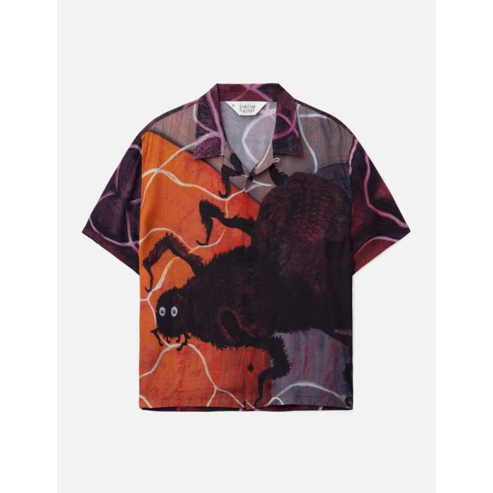 Brain Dead 【 Spiral Orb Button Up Shirt Men Burgundy 】 メンズ ぶどう酒色・バーガンディー