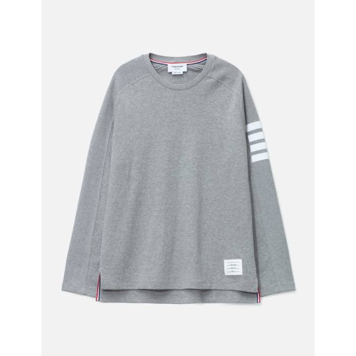 トム ブラウン Thom Browne 【 Cotton 4-Bar Striped T-Shirt Men Light Gray 】 Tシャツ メンズ gray 灰色・グレー・グレイ