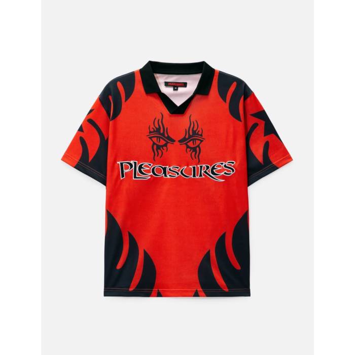 プレジャーズ Pleasures 【 Afterlife Soccer Jersey Men Red 】 Soccer 蹴球 プルオーバー メンズ Red 赤・赤いこと