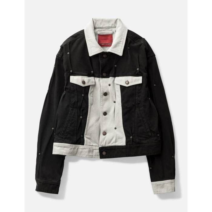 Kusikohc 【 Multi Rivet Denim Jacket Men Black And Light Grey 】 デニム Jacket ジャケット メンズ 黒色 ブラック 灰色 グレー｜スニケス