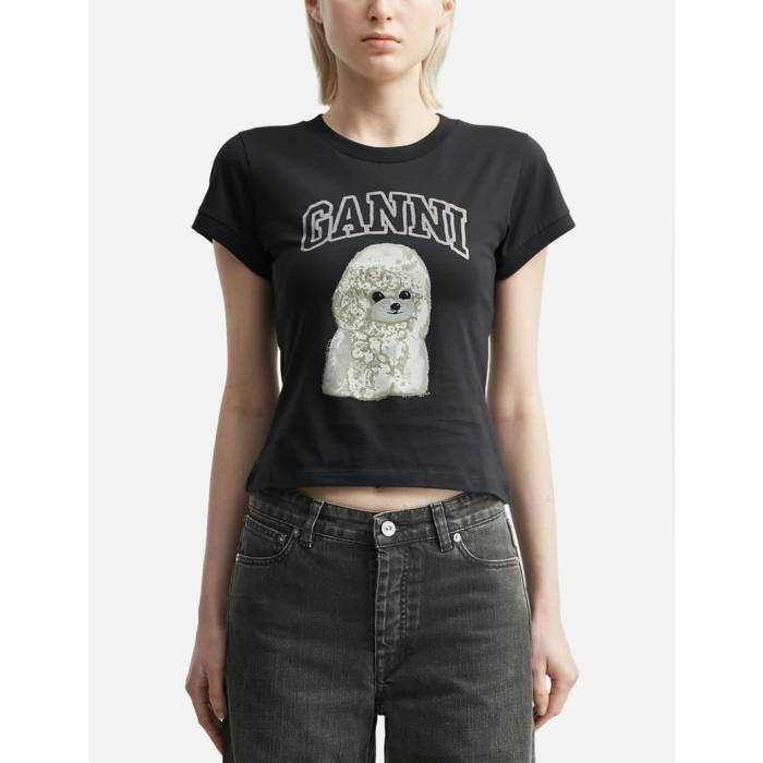 ガニー Ganni 【 Poodle Print T-Shirt Women Phantom 】 Tシャツ レディース