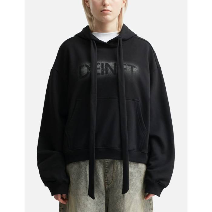 Deinet 【 Ribbon String Point Hoodie Unisex Black 】 フーディー パーカー ユニセックス 黒色 ブラック