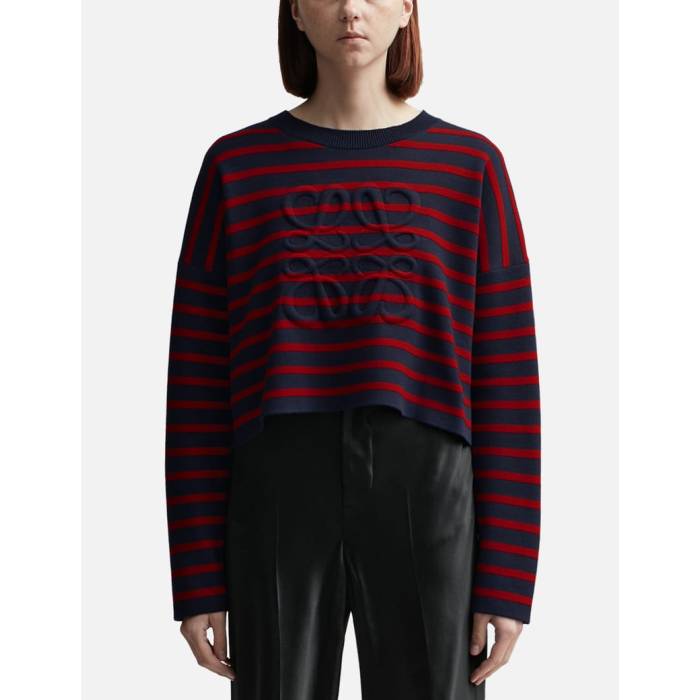 ロエベ Loewe 【 Anagram Sweater Women Navy/ Red 】 調教師 レディース 紺色 米国海軍 Red 赤・赤いこと