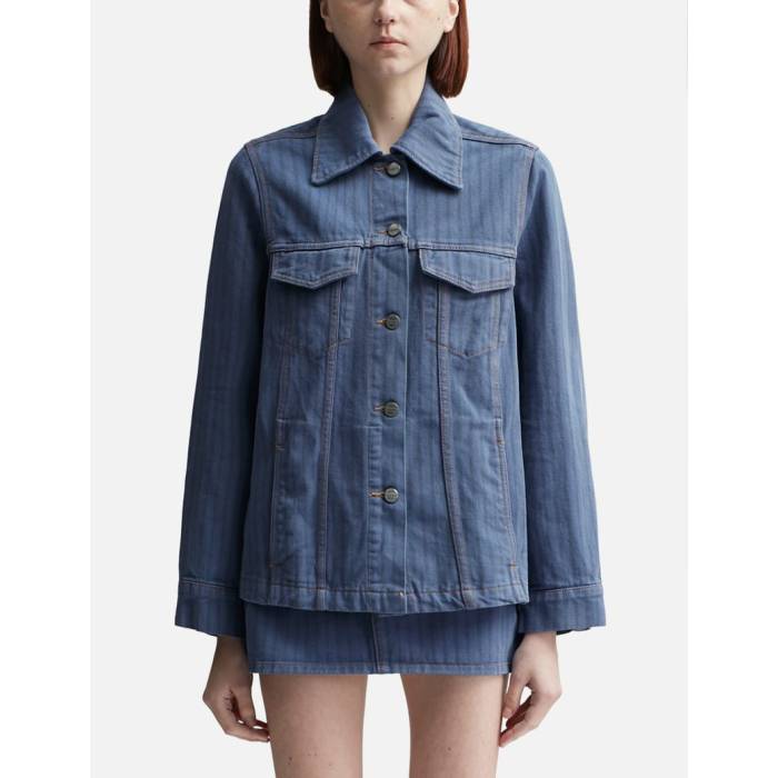 ガニー Ganni 【 Stripe Overdyed Denim Jacket Women Country Blue 】 Stripe 縞模様 ジーンズ Jacket 上衣 レディース カントリー 青碧 青碧
