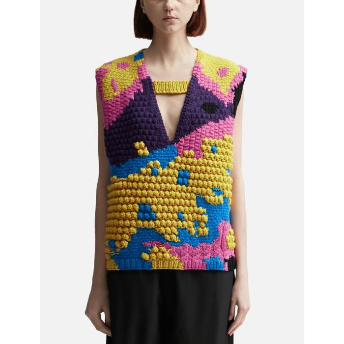 ジェイダブリューアンダーソン Jw Anderson 【 Textured V Cut-Out Vest Women Bright Yellow 】 より良い レディース yellow 黄味がかった・黄色