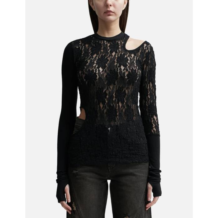 Lesugiatelier 【 Cut-Out Floral Paneled Top Women Black 】 レディース 黒色 ブラック 18,648円