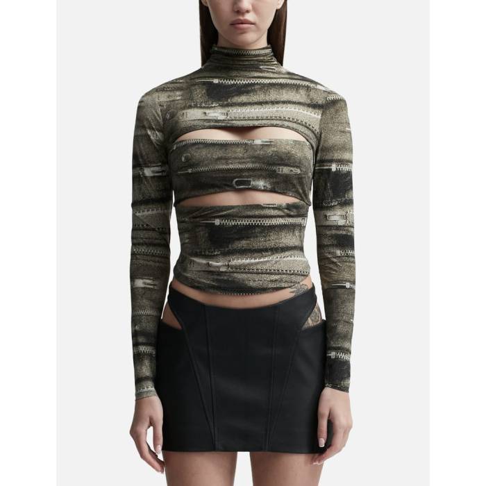 Misbhv 【 Elena Zipper Turtleneck Long Sleeve Top Women Multicolor 】 Sleeve スリーブ レディース
