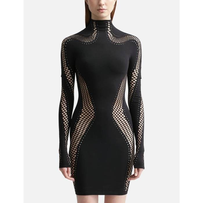 Mugler 【 Seamless Day Dress Women Black 】 御召しもの レディース 黒いこと 黒いこと