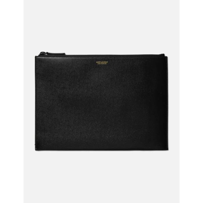 サンローラン Saint Laurent 【 Leather Document Holder Unisex Black 】 なめし革 ユニ一発やる 黒いこと 黒いこと