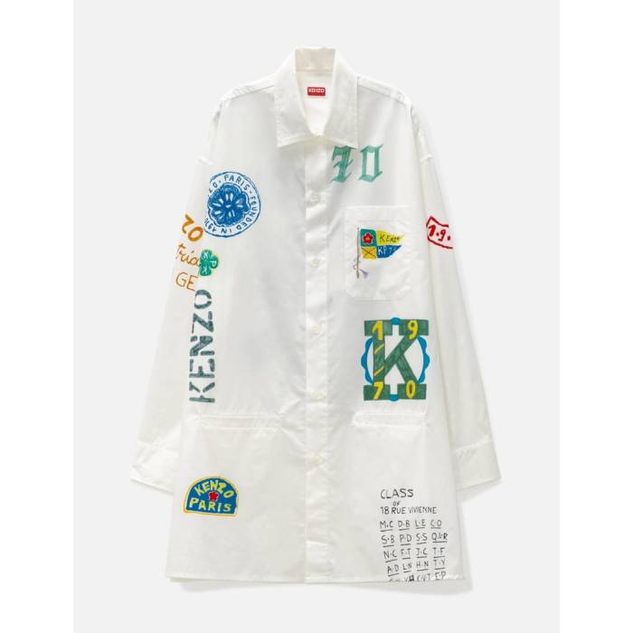 ケンゾー Kenzo 【 Drawn Varsity Long Sleeve Shirt Unisex White 】 Sleeve スリーブ ユニセックス 白色 ホワイト