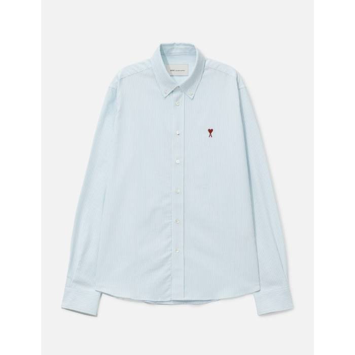 アミ Ami 【 De Coeur Button Down Shirt Unisex Sky Blue/Natural White 】 ダウン ユニセックス スカイ 青色 ブルー ナチュラル 白色 ホワイト