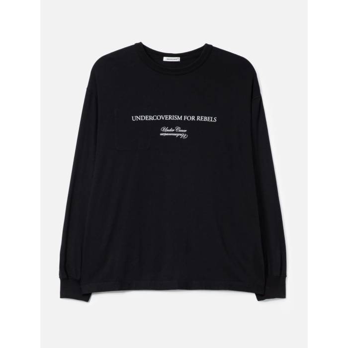 アンダー覆いかぶせる Undercover 【 Ism For Rebels Long Sleeve T-Shirt Men Black 】 レベルス Sleeve 捩り プルオーバー メンズ 黒いこと 黒いこと