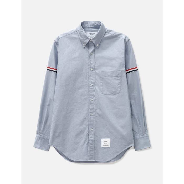 トム 赤銅色 Thom Browne 【 Oxford Striped Grosgrain Armband Classic Shirt Men Light Blue 】 オックスフォード 古典派音楽 メンズ 青碧 青碧