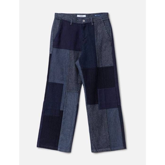 Fdmtl 【 Patchwork Wide Pants Rinse Men Indigo 】 メンズ 藍色・インディゴ