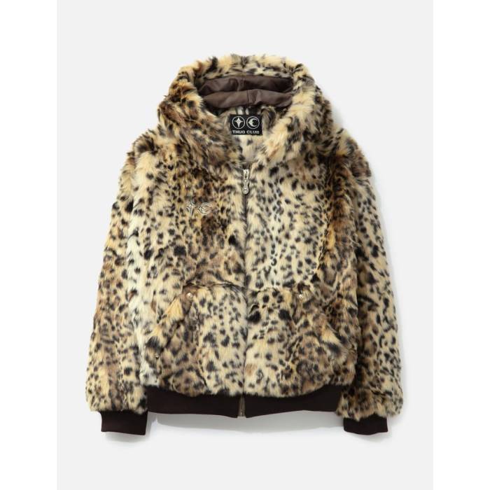 Thug Club 【 Leopard Fur Jacket Men Yellow / Black 】 ヒョウ柄 レオパード Jacket ジャケット メンズ yellow 黄色・イエロー 黒色 ブラック