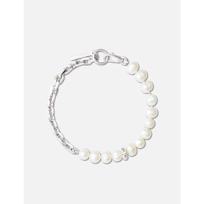 Midnightfactory 【 Chuck Nut W/ Freshwater Pearls Chain Bracelet Unisex White Pearl 】 ブレスレット ユニセックス 白色 ホワイト パール