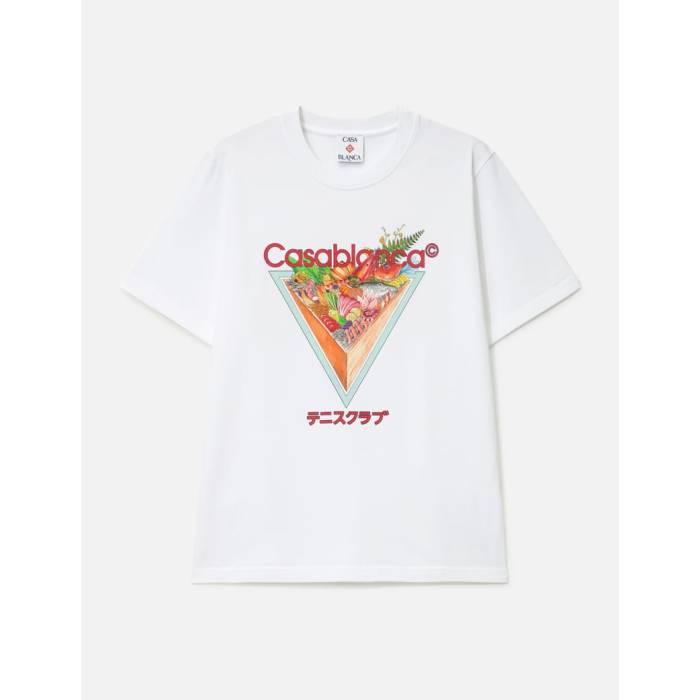 カサブランカ Casablanca 【 Tennis Club Icon Short Sleeve T-Shirt Unisex White 】 庭球 野球クラブ アイコン Sleeve 捩り ティーシャツ ユニ一発やる 白いこと 白いこと Tシャツ・カットソー-メンズファッション-トップス