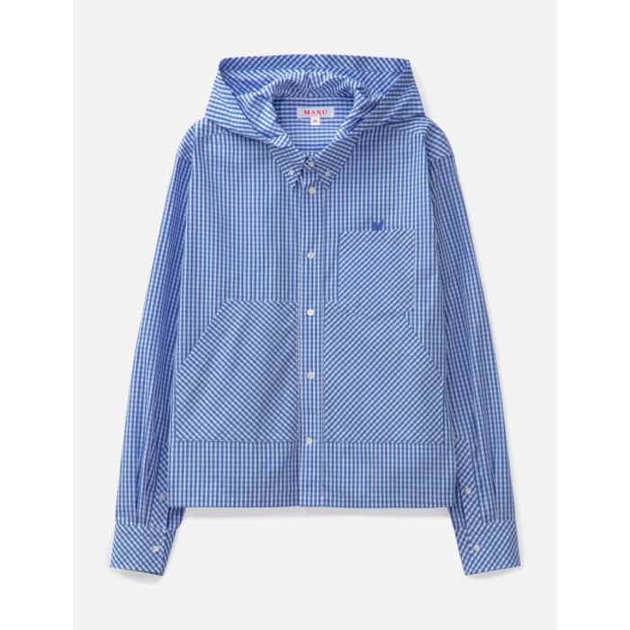 Masu 【 Hooded B.d. Shirt Men Blue 】 フード付 メンズ 青色 ブルー