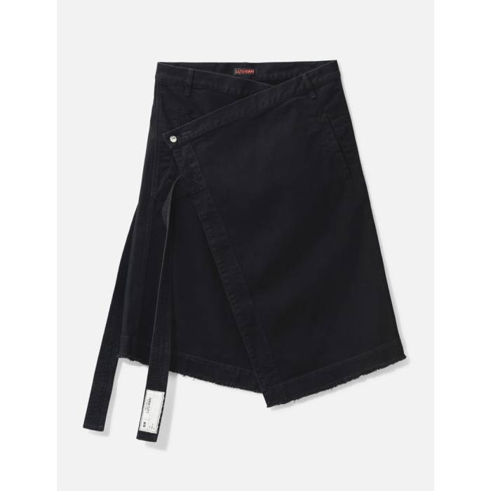 Luu Dan 【 Apron Skirt Men Black Rinse 】 メンズ 黒色 ブラック
