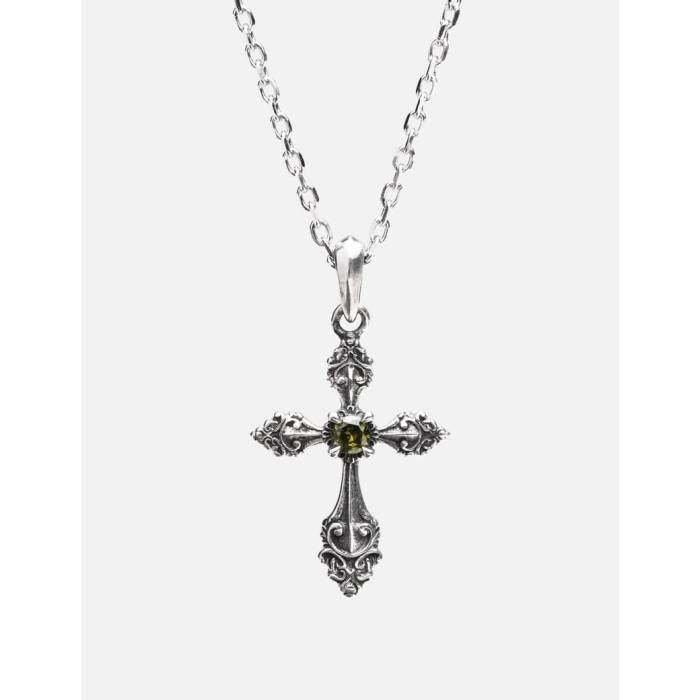 Midnightfactory 【 Oxidised Cross Pendant Necklace Unisex Olive 】 ネックレス ユニセックス olive オリーブ
