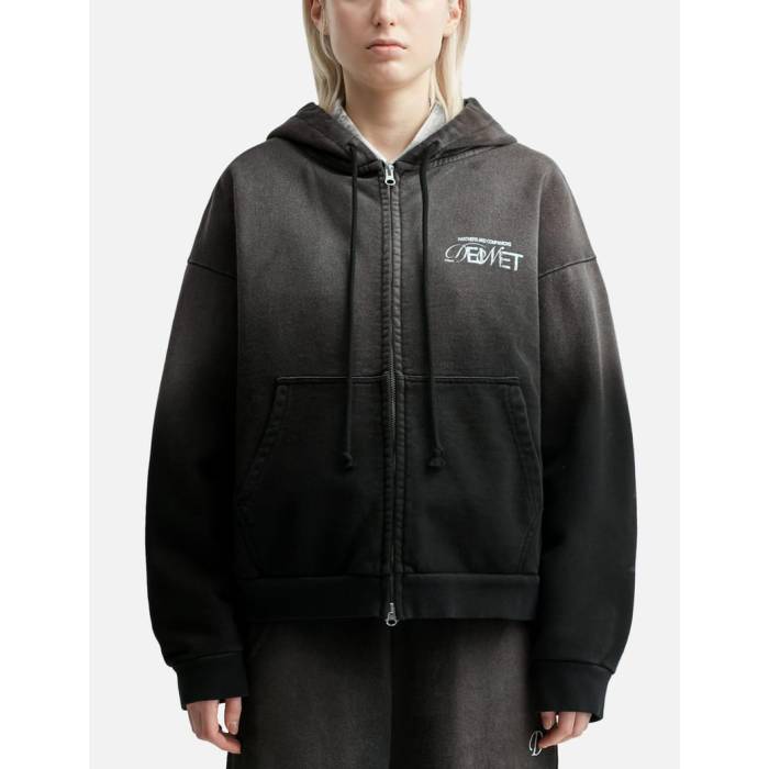 Deinet 【 D Logo Washed Hood Zip-Up Unisex Black 】 ロゴ ユニセックス 黒色 ブラック