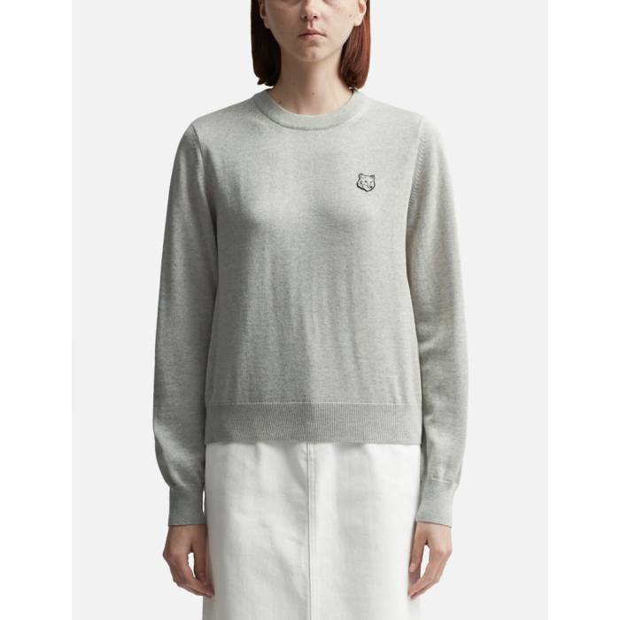 【 Bold Fox Patch Regular Jumper Women Light Beige Melange 】 フォックス レディース ベージュ