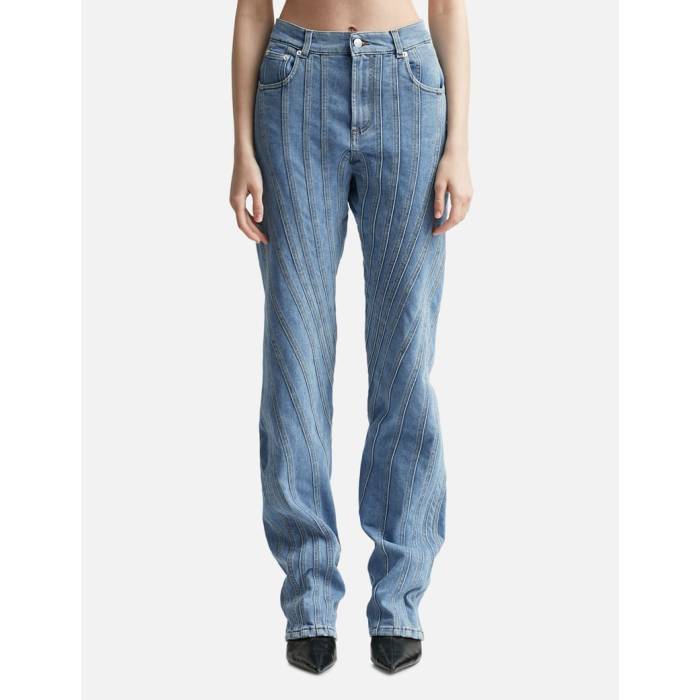 Mugler 【 Low Waisted Spiral Jeans Women Blue 】 ジーンズ レディース 青色 ブルー|スニケス