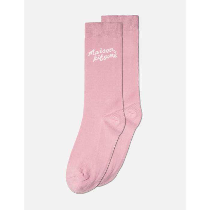 【 Maison Kitsune Handwriting Socks Women Begonia 】 ソックス・靴下 レディース